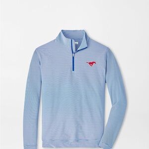 Peter Millar SMU Blue Striped Quarter-Zip